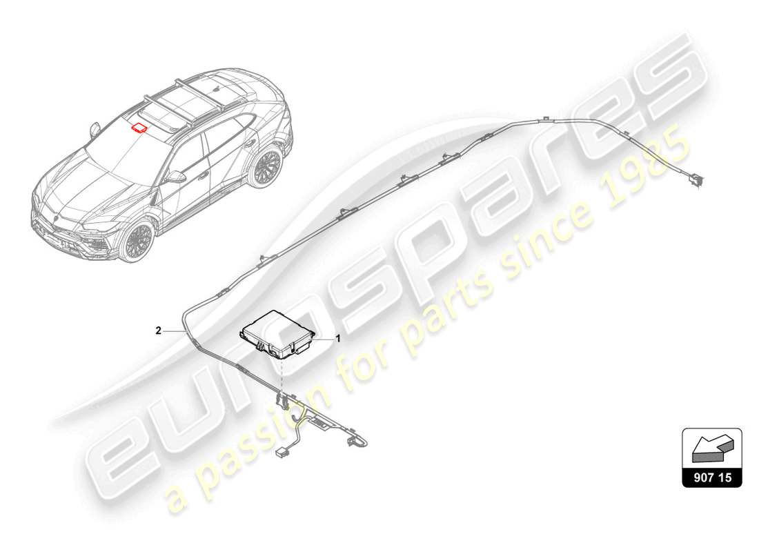lamborghini urus performante (2023) control unit for electric sliding sunroof controls parts diagram