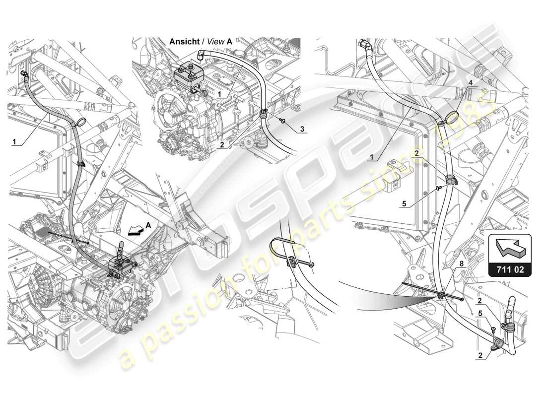 a part diagram from the lamborghini huracan squadra corse parts catalogue