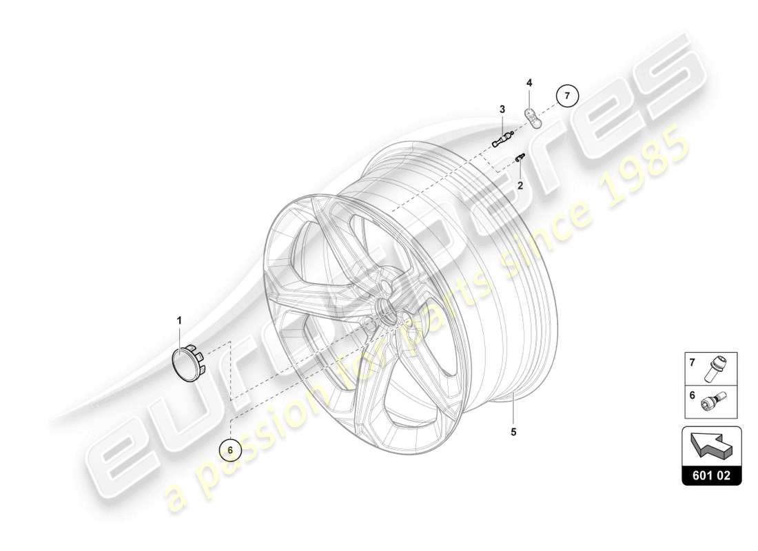 lamborghini urus (2022) tyre pressure sensor parts diagram
