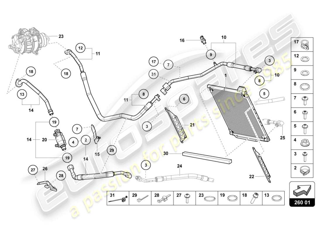 lamborghini 2022 (ultimae) a/c condenser part diagram