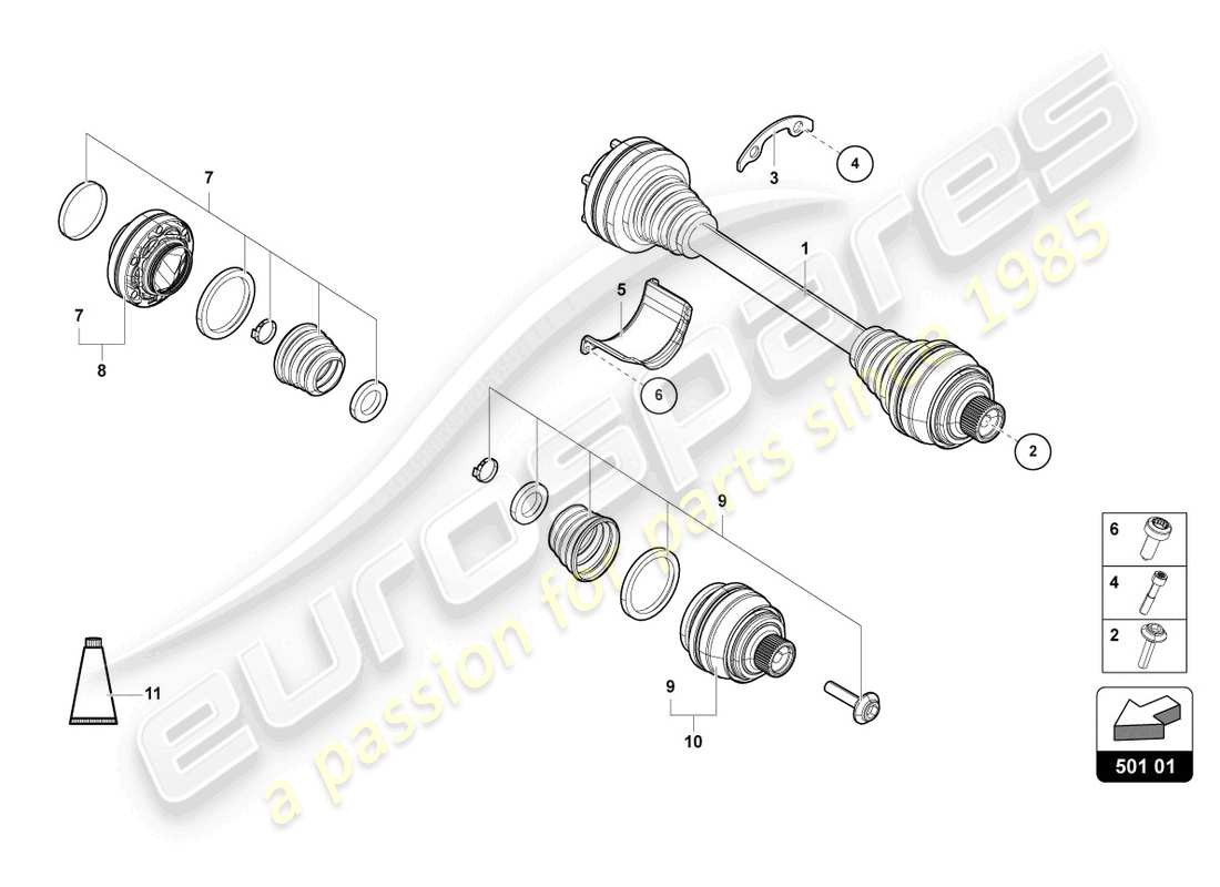 lamborghini urus (2020) axle shaft parts diagram