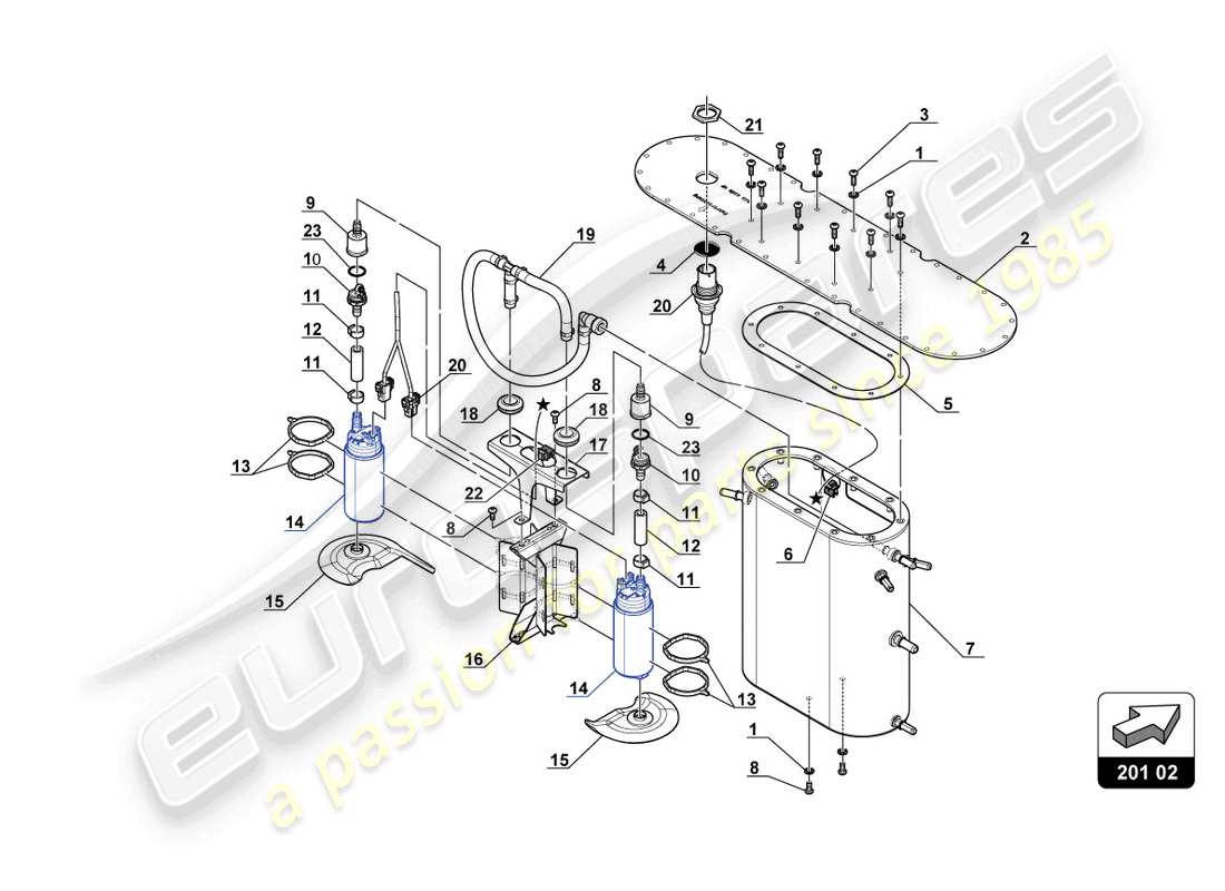 a part diagram from the lamborghini huracan squadra corse parts catalogue