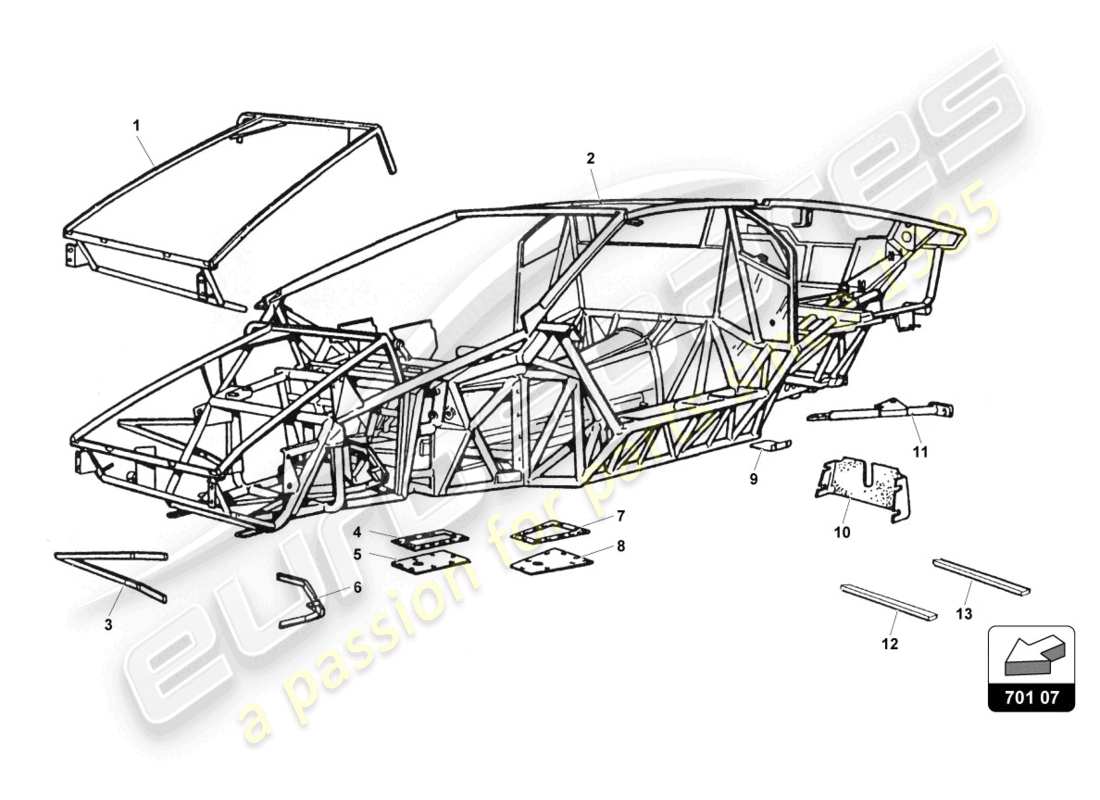 a part diagram from the lamborghini countach parts catalogue