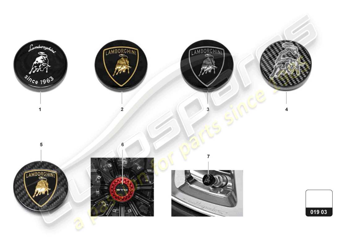 lamborghini accessories (sterrato) hub cap part diagram