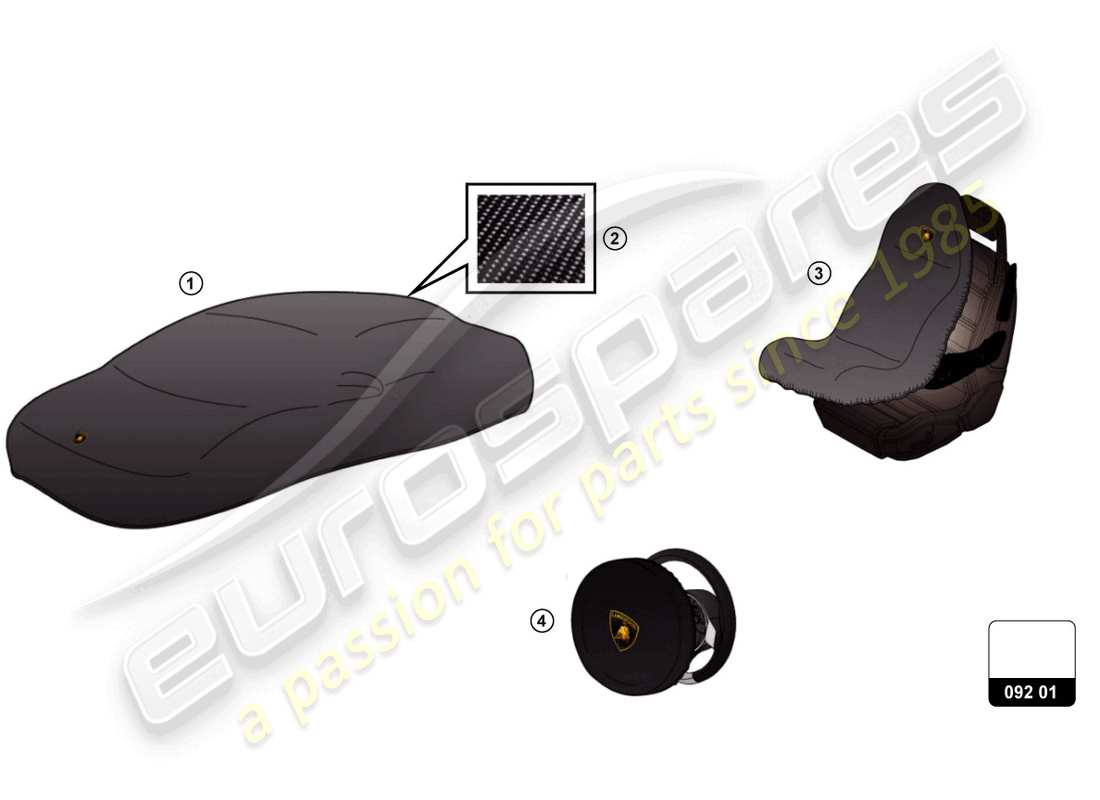 a part diagram from the lamborghini aventador accessories parts catalogue