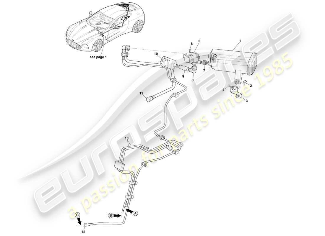 a part diagram from the aston martin one-77 parts catalogue