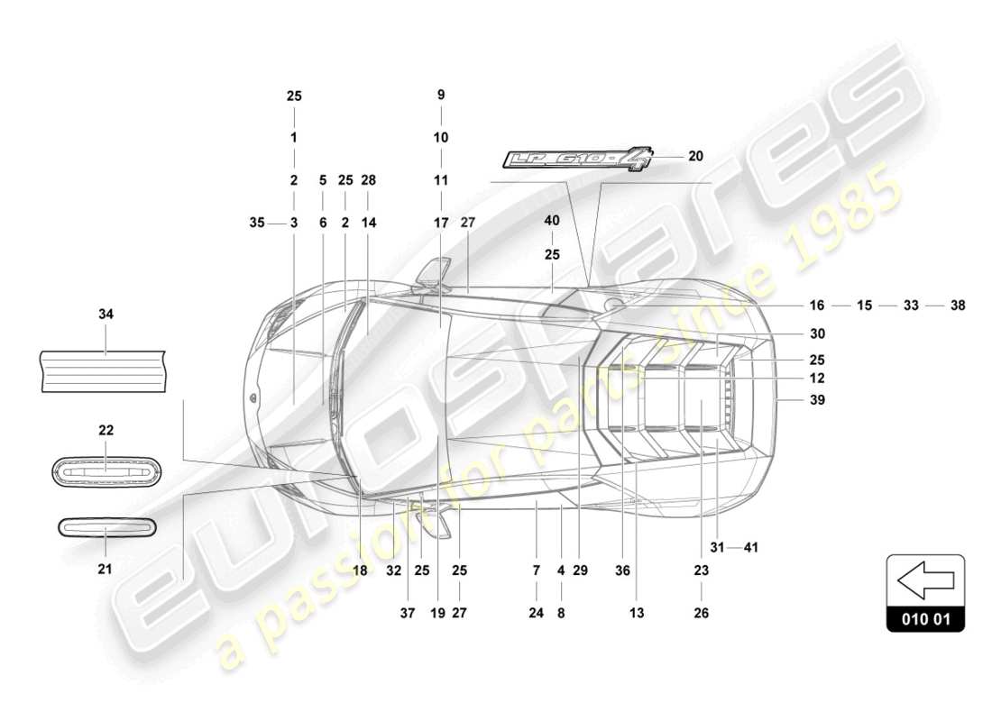 lamborghini tecnica (2023) inscriptions/lettering parts diagram