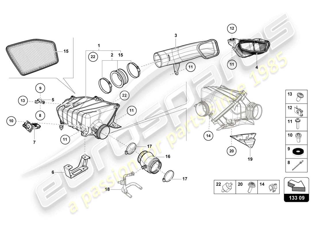 lamborghini 2024 (tecnica) air filter housing part diagram