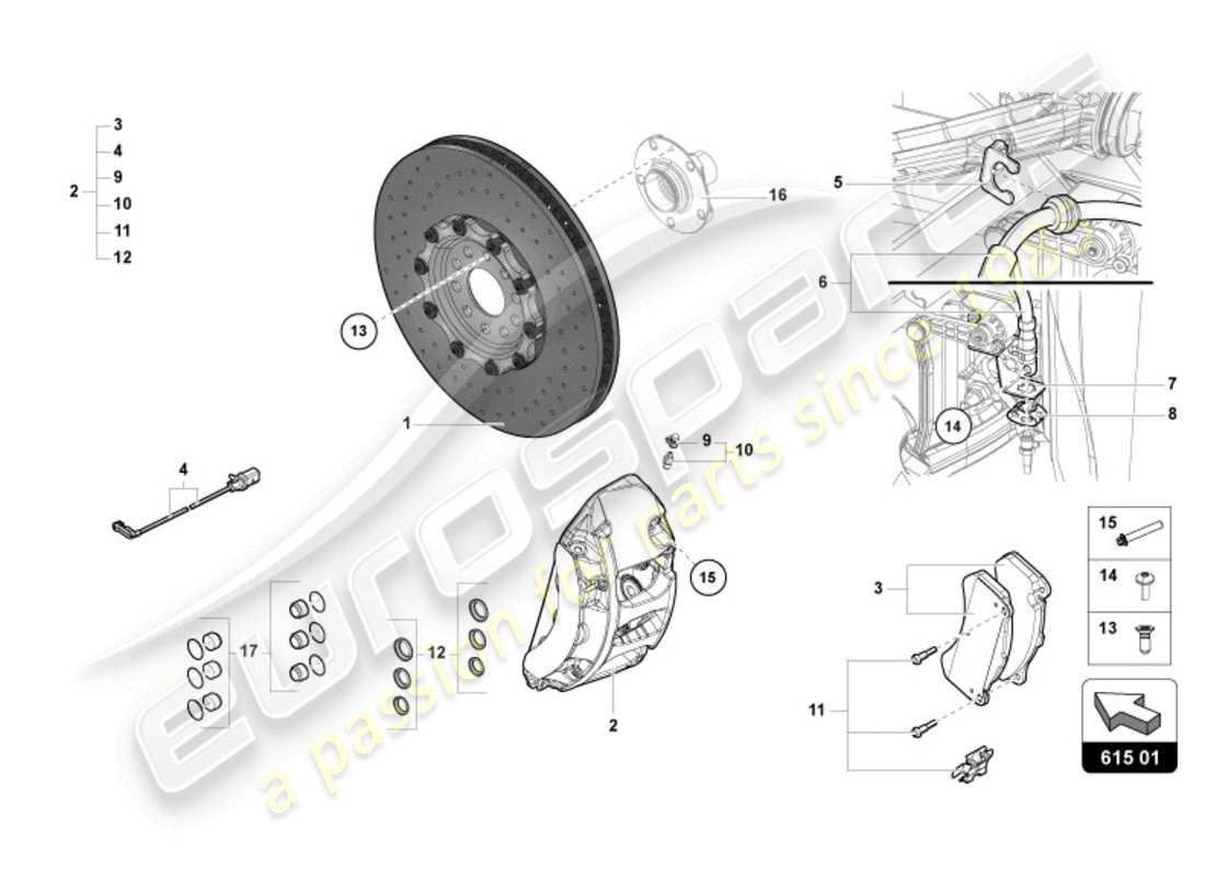 lamborghini 2022 (ultimae) brake disc front part diagram