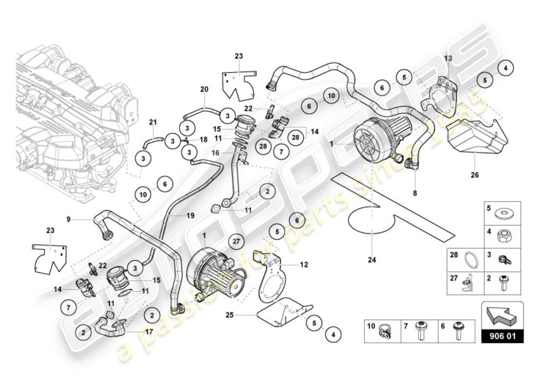 lamborghini ultimae (2022) secondary air pump parts diagram