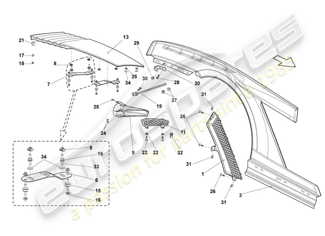 a part diagram from the Lamborghini Gallardo Coupe (2007) parts catalogue