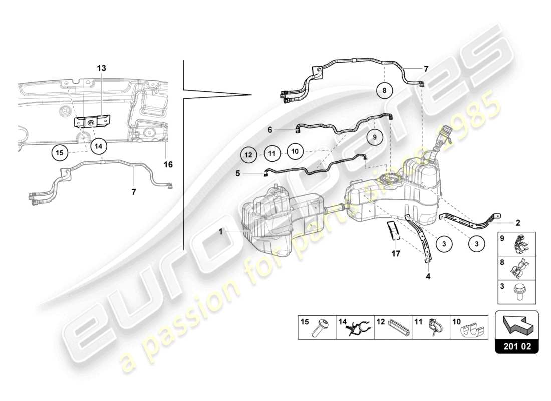 a part diagram from the lamborghini huracan sterrato parts catalogue