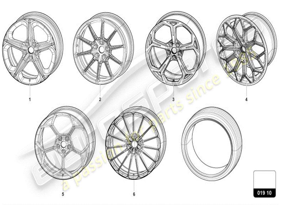 lamborghini urus s (accessories) complete wheel part diagram