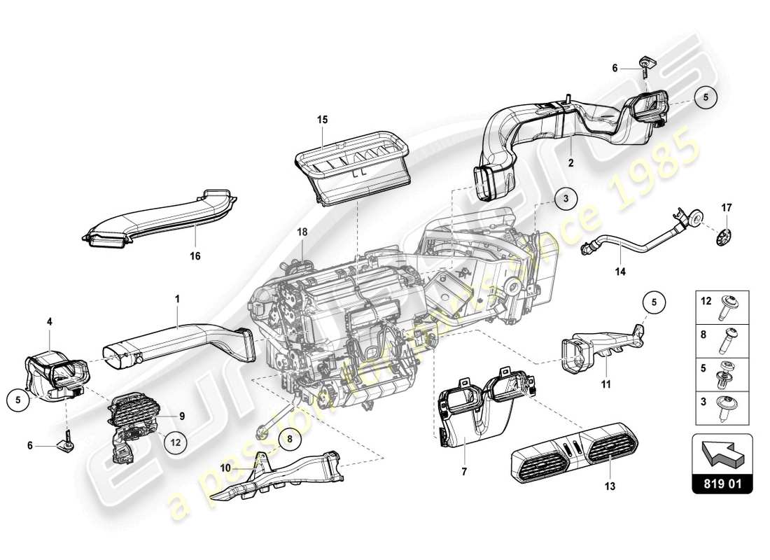 a part diagram from the lamborghini urus parts catalogue