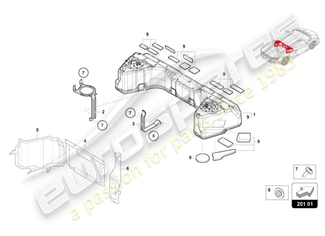 lamborghini revuelto coupe (2024) fuel tank parts diagram