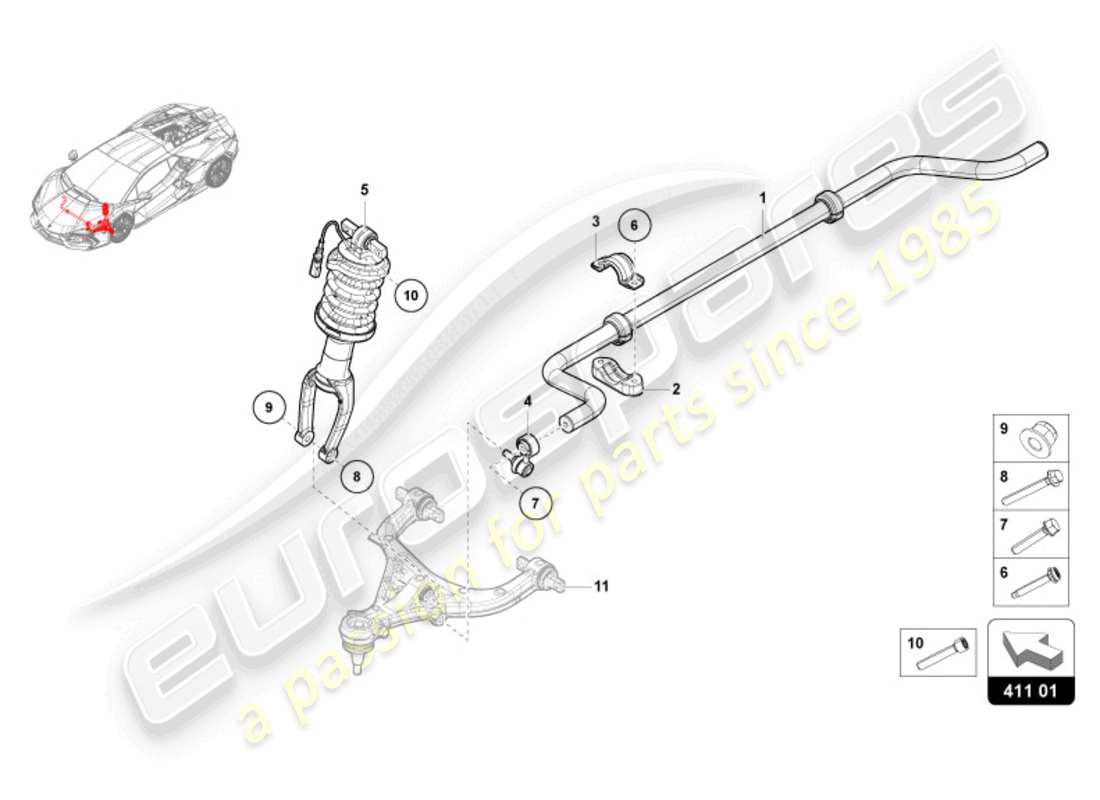 lamborghini revuelto coupe (2024) front suspension parts diagram