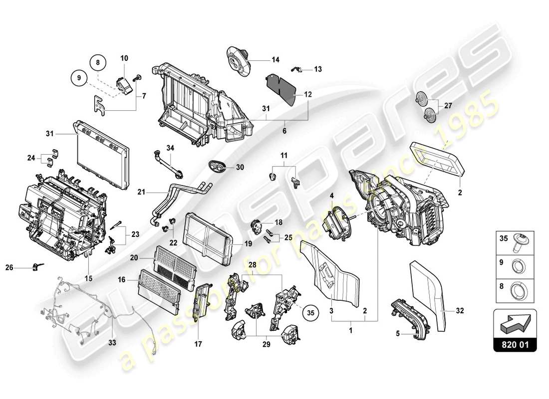 lamborghini urus (2019) air-conditioning system with electronic regulation parts diagram