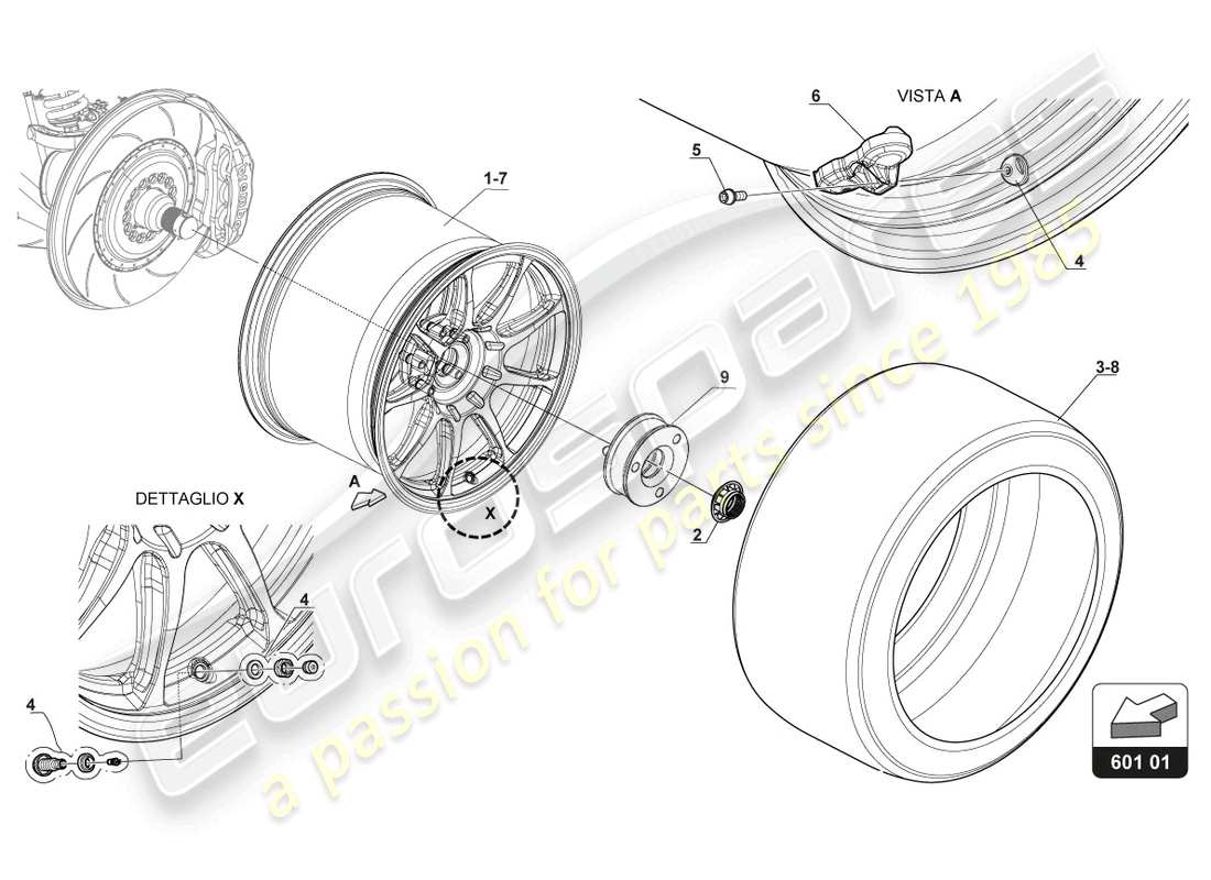 lamborghini 2018 (gt3 evo) wheels part diagram