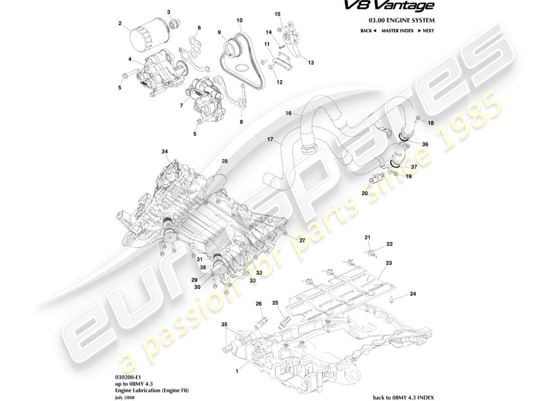 a part diagram from the aston martin vantage gt8 (2017) parts catalogue