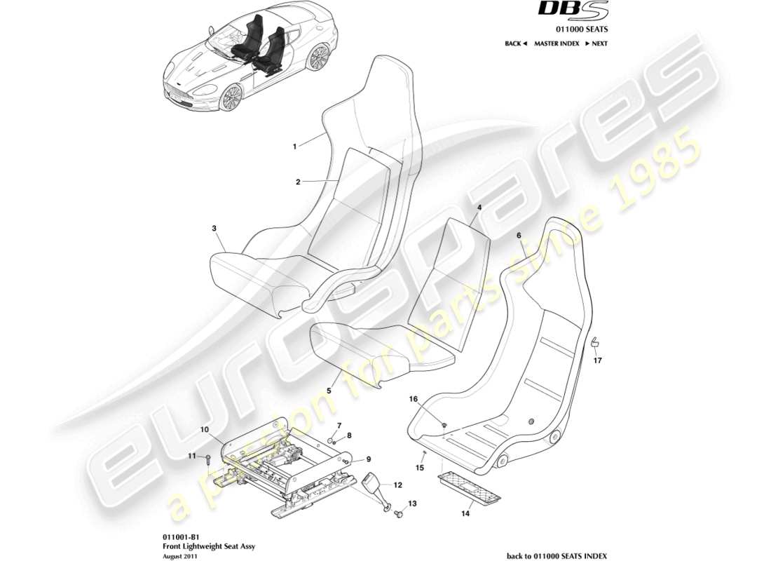 a part diagram from the aston martin dbs parts catalogue