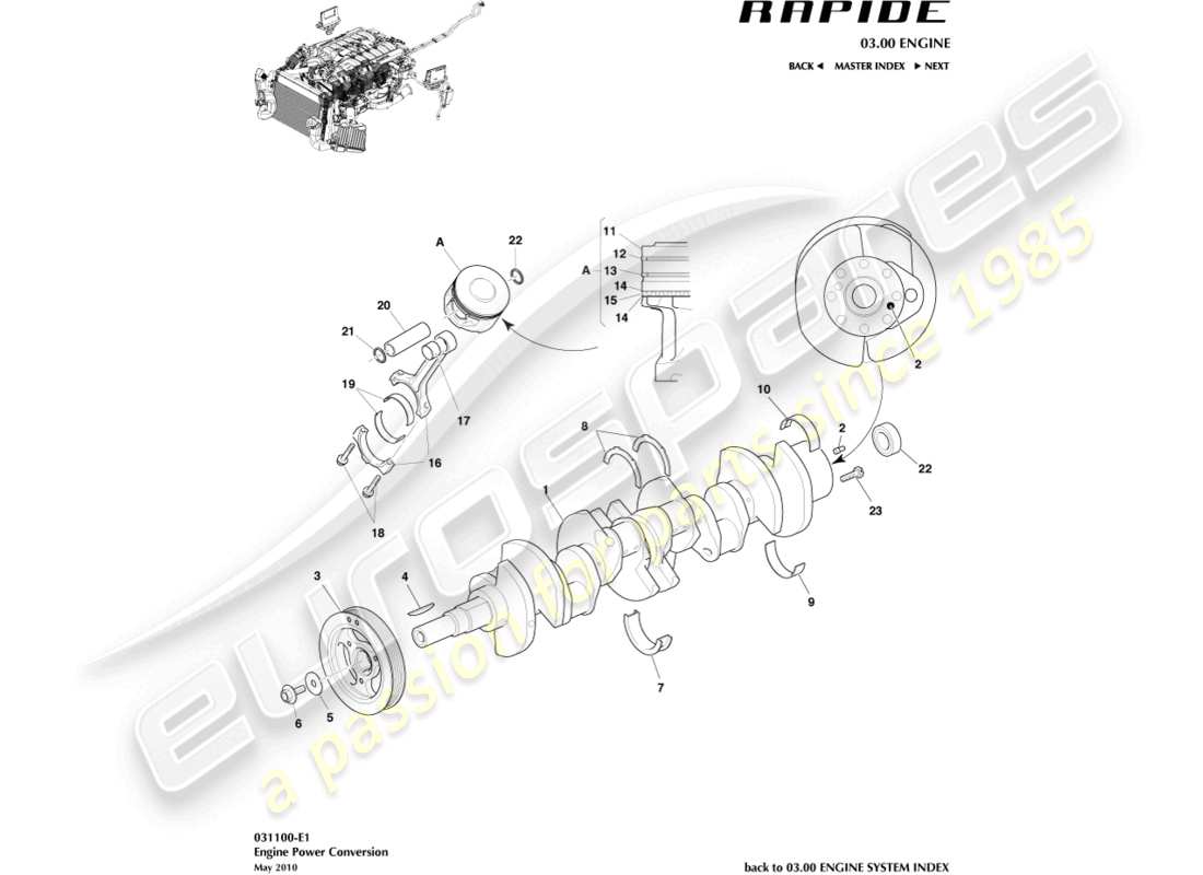 a part diagram from the aston martin rapide (2018) parts catalogue