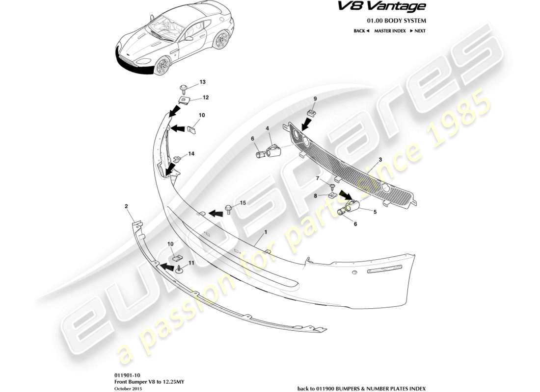 VIEW PARTS DIAGRAMS FROM THE ASTON MARTIN VANTAGE GT8 PARTS CATALOGUE a part diagram from the aston martin vantage gt8 parts catalogue