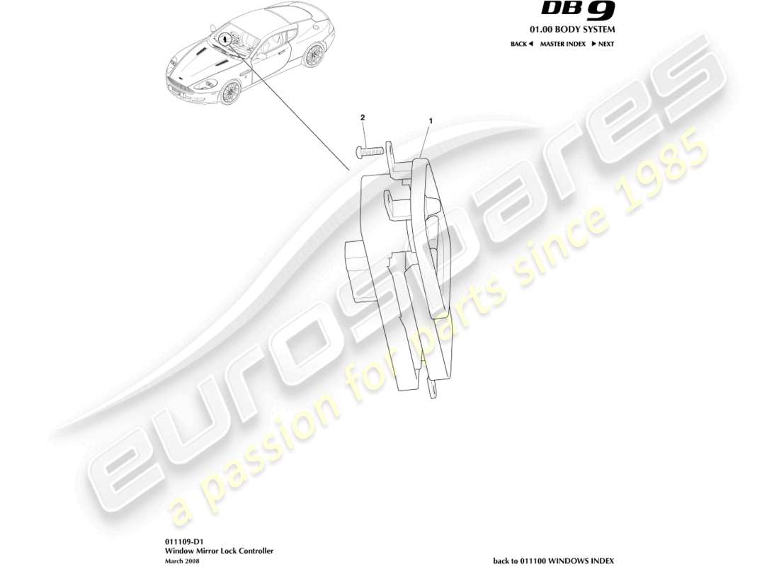 a part diagram from the aston martin db9 (2012) parts catalogue