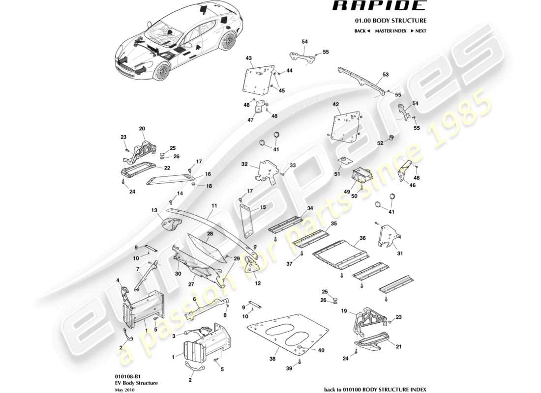 a part diagram from the aston martin rapide (2018) parts catalogue