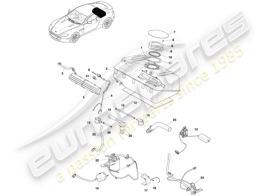 a part diagram from the aston martin v8 vantage (2007) parts catalogue
