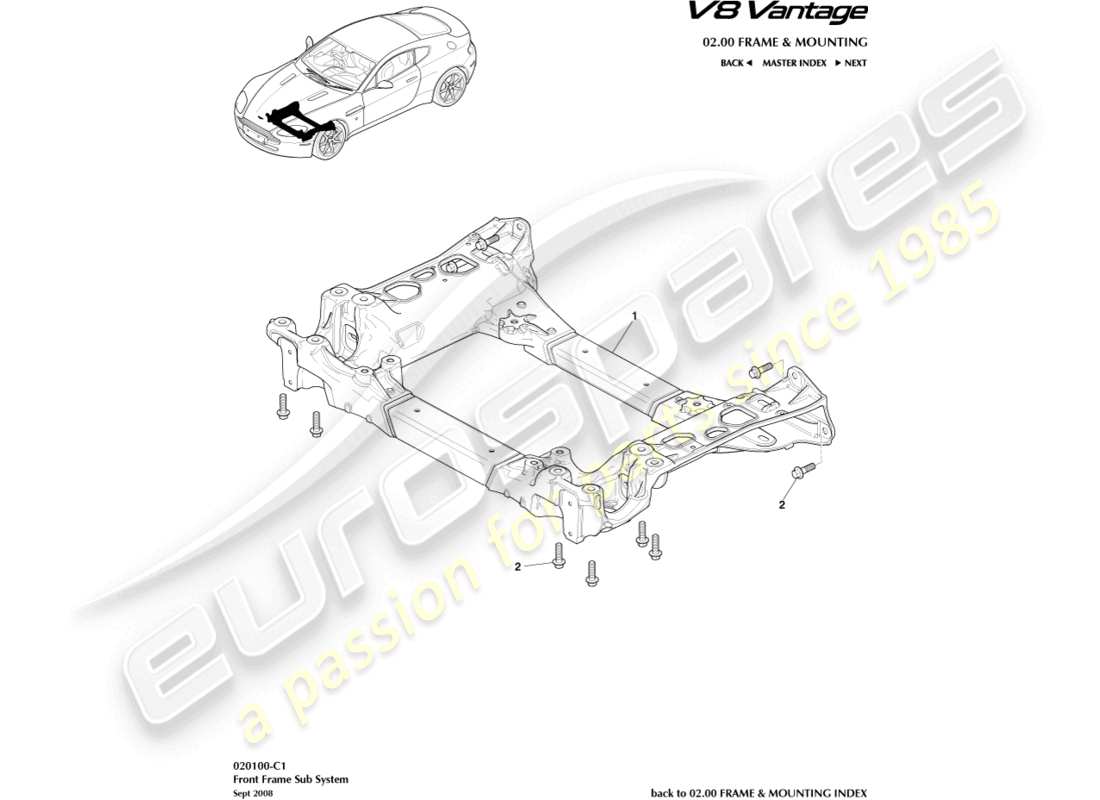 a part diagram from the aston martin v8 vantage (2011) parts catalogue
