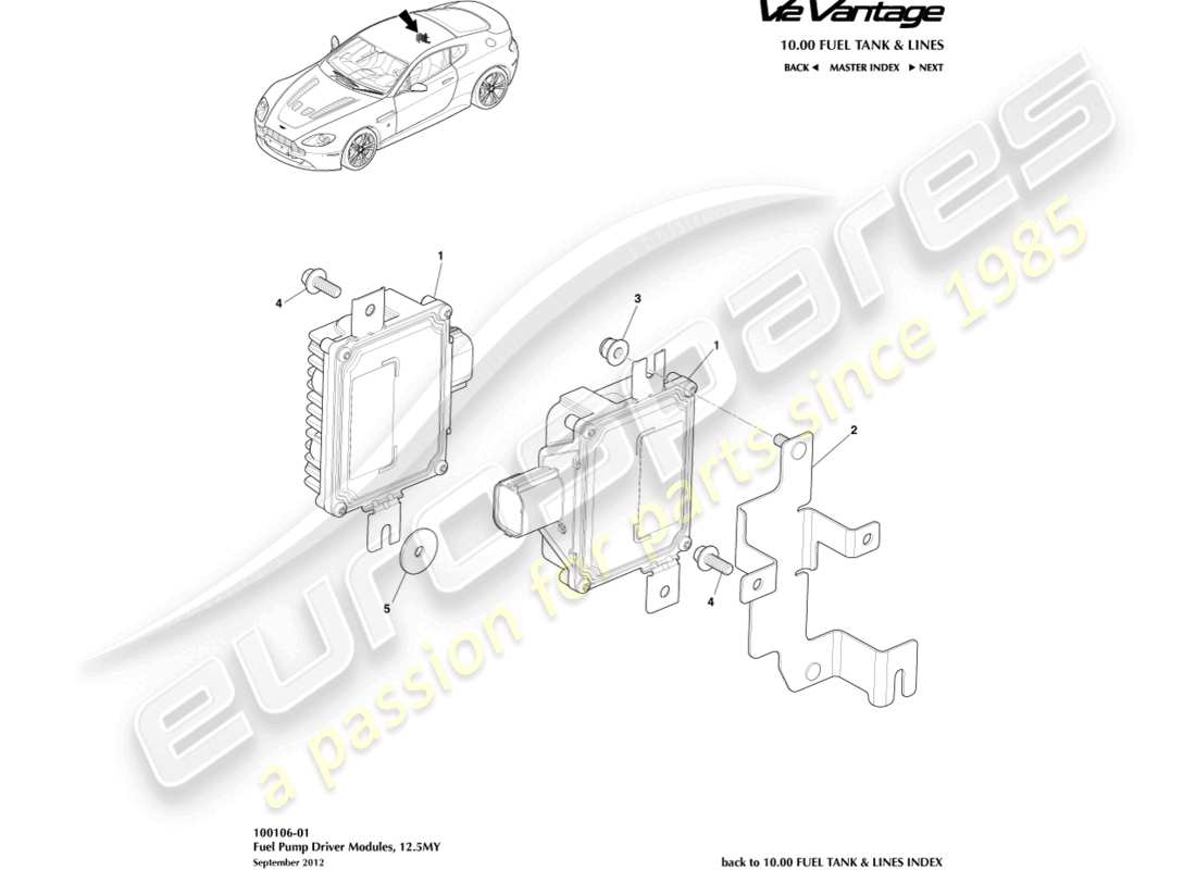 aston martin v12 vantage (2013) fuel pump modules, 12.5my part diagram