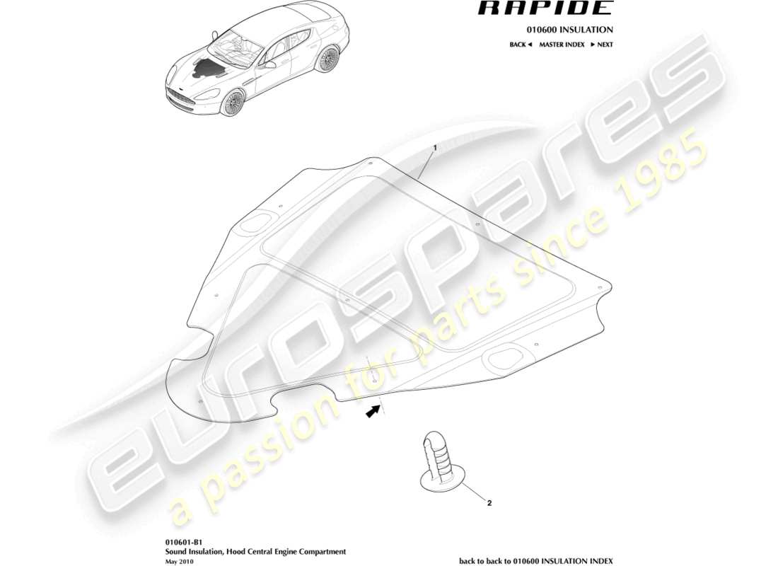 aston martin rapide (2017) engine compartment trim part diagram