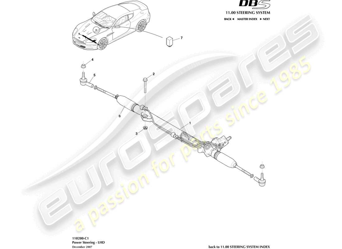 aston martin dbs (2012) power steering, lhd part diagram