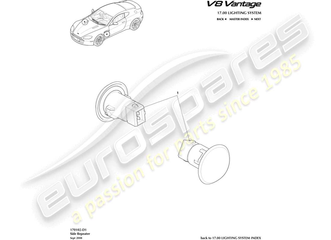 aston martin v8 vantage (2017) side repeaters part diagram