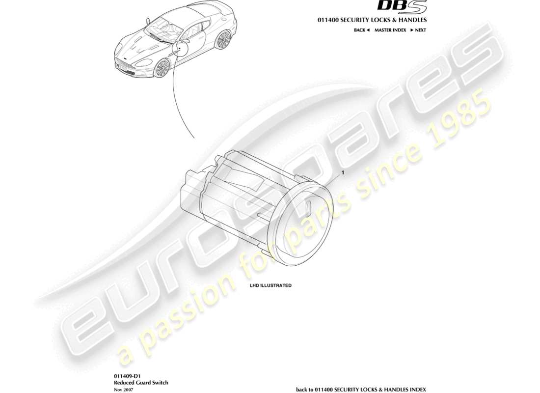 a part diagram from the aston martin dbs parts catalogue