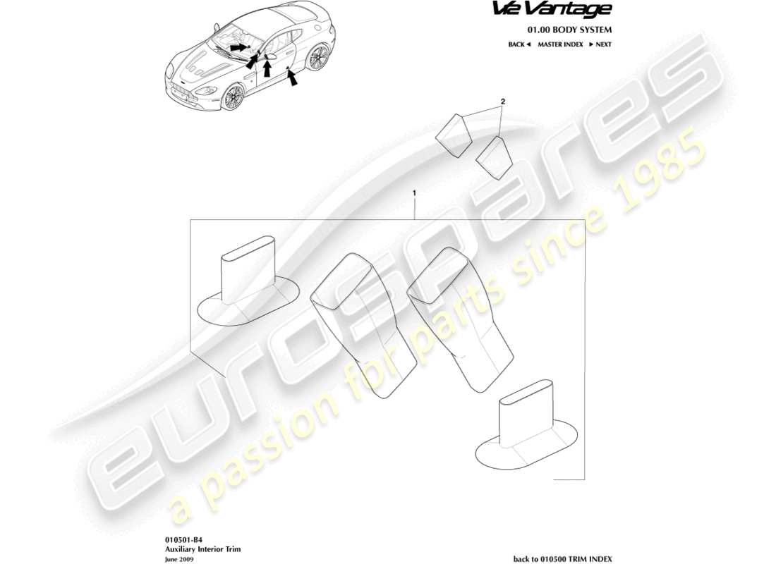 a part diagram from the aston martin v12 vantage (2012) parts catalogue