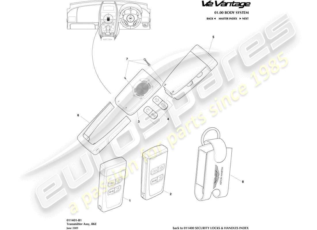 a part diagram from the aston martin v12 vantage parts catalogue