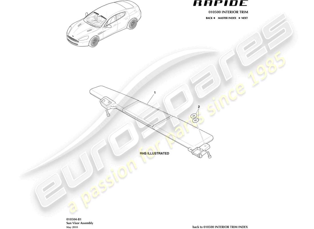 VIEW PARTS DIAGRAMS FROM THE ASTON MARTIN RAPIDE PARTS CATALOGUE a part diagram from the aston martin rapide parts catalogue