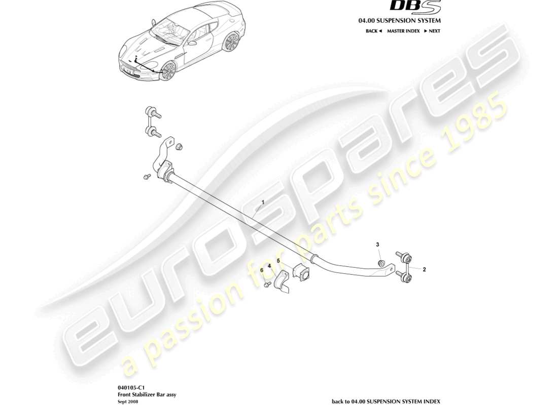 a part diagram from the aston martin dbs (2012) parts catalogue
