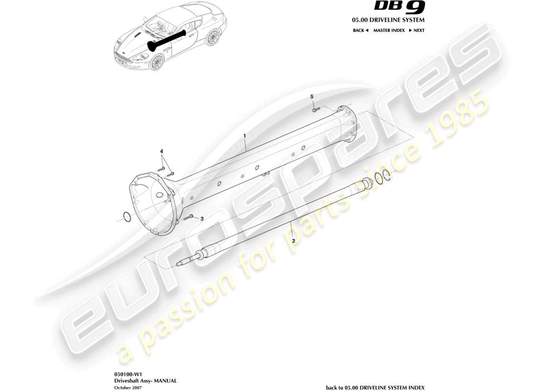 a part diagram from the aston martin db9 (2007) parts catalogue