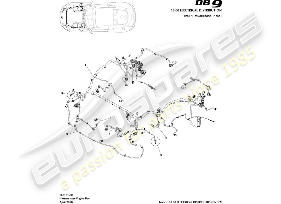 a part diagram from the Aston Martin DB9 (2010) parts catalogue