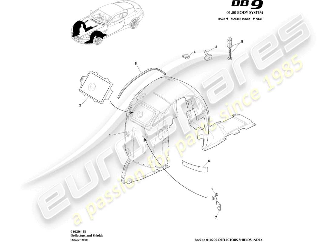 a part diagram from the aston martin db9 (2004) parts catalogue