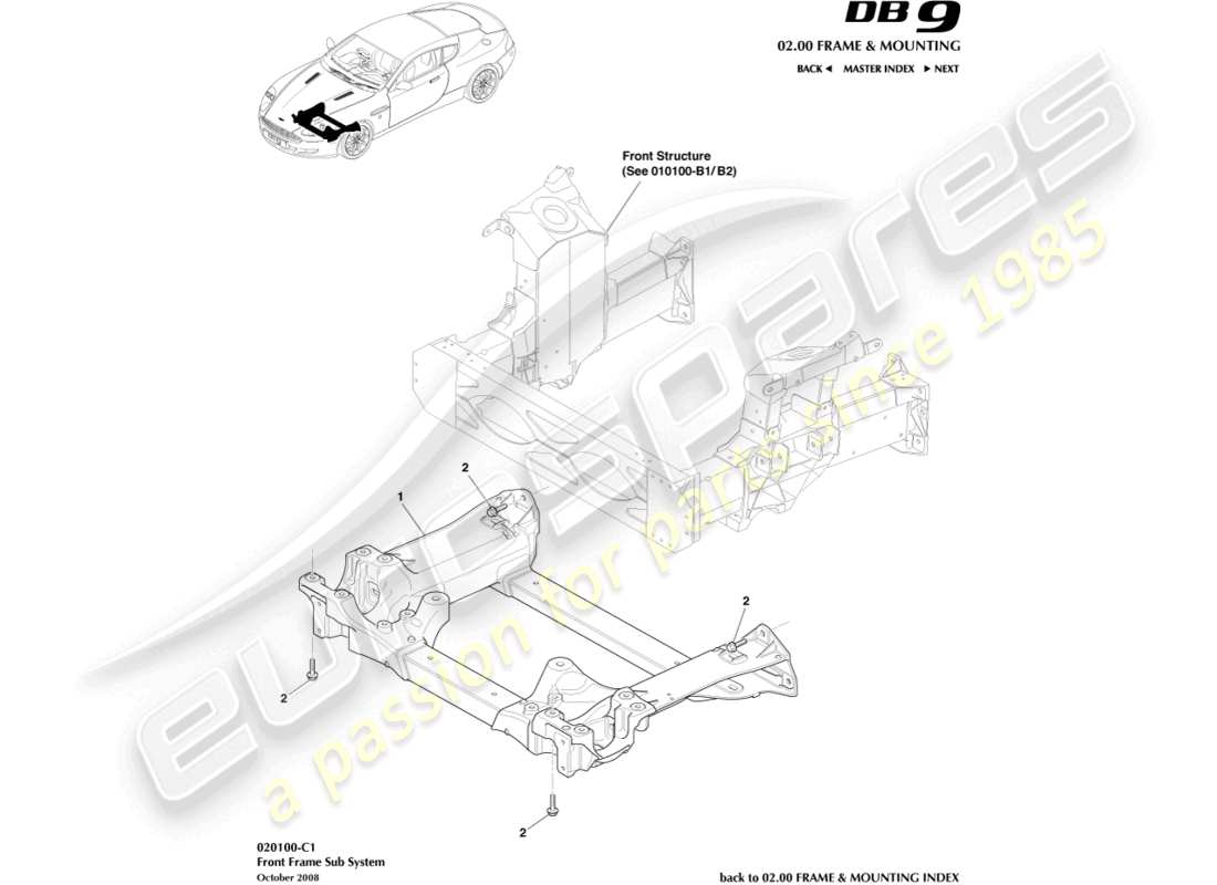 a part diagram from the Aston Martin DB9 (2006) parts catalogue
