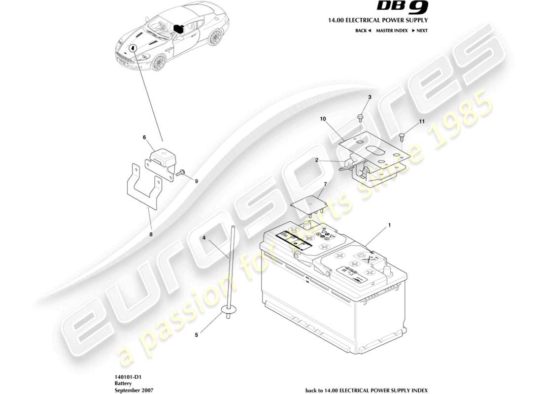 a part diagram from the aston martin db9 (2004) parts catalogue