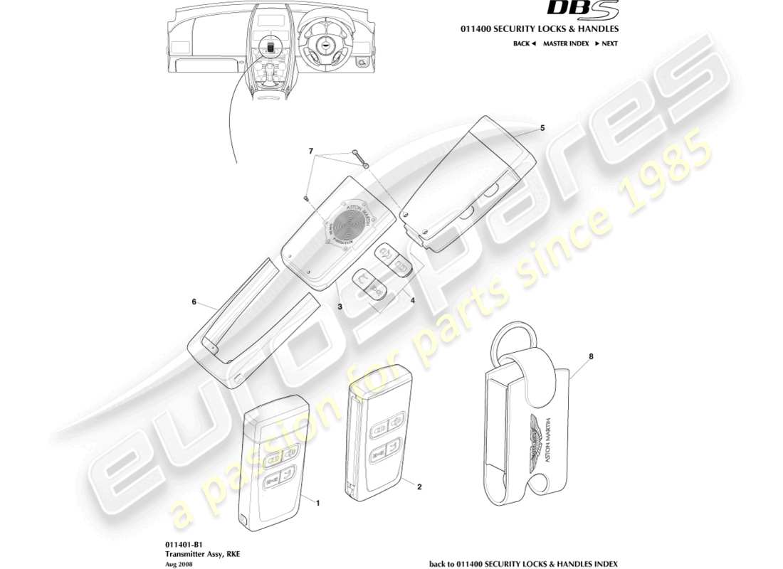 a part diagram from the aston martin dbs parts catalogue
