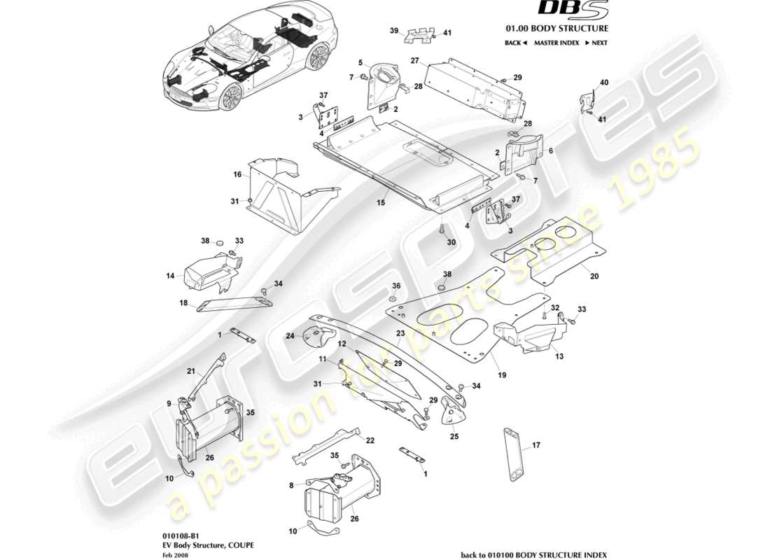 a part diagram from the aston martin dbs (2009) parts catalogue