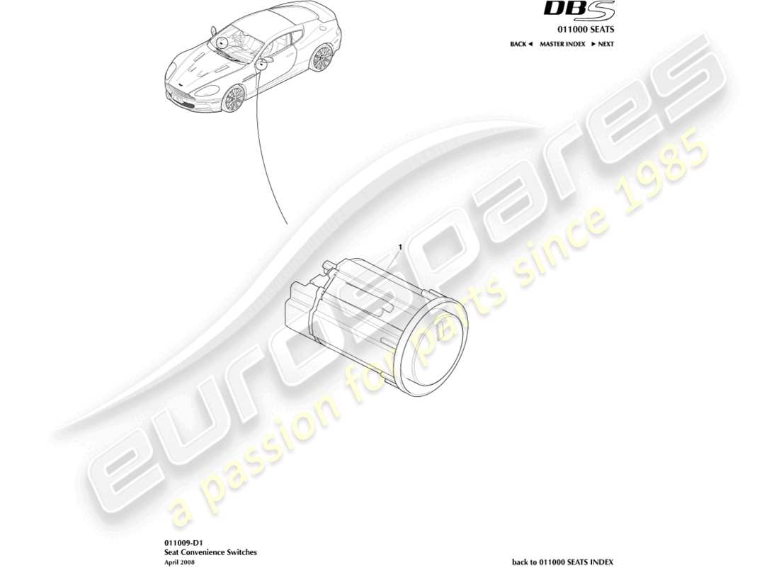 a part diagram from the aston martin dbs (2010) parts catalogue