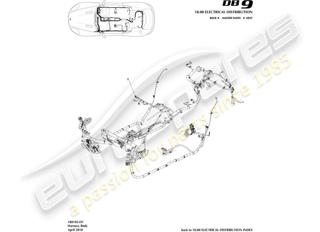 a part diagram from the aston martin db9 (2012) parts catalogue