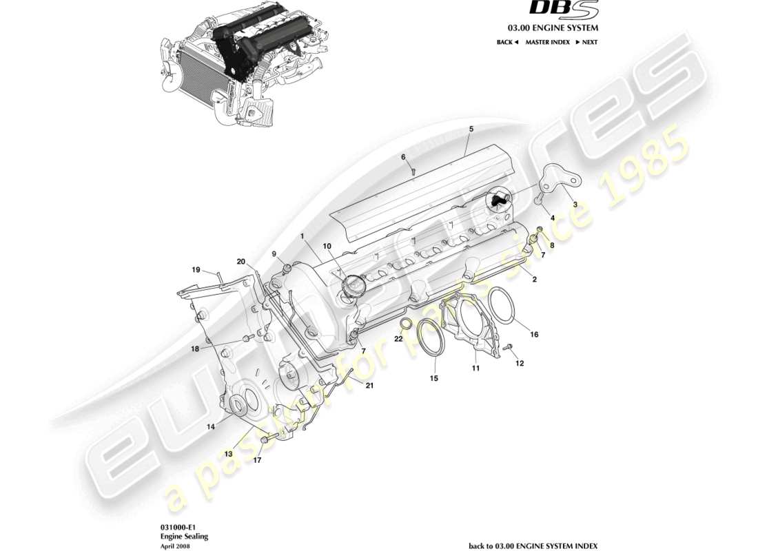 a part diagram from the aston martin dbs parts catalogue