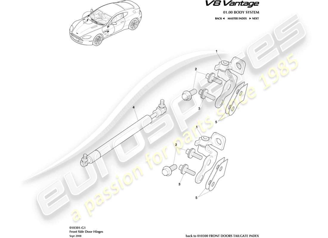 a part diagram from the aston martin v8 vantage (2013) parts catalogue